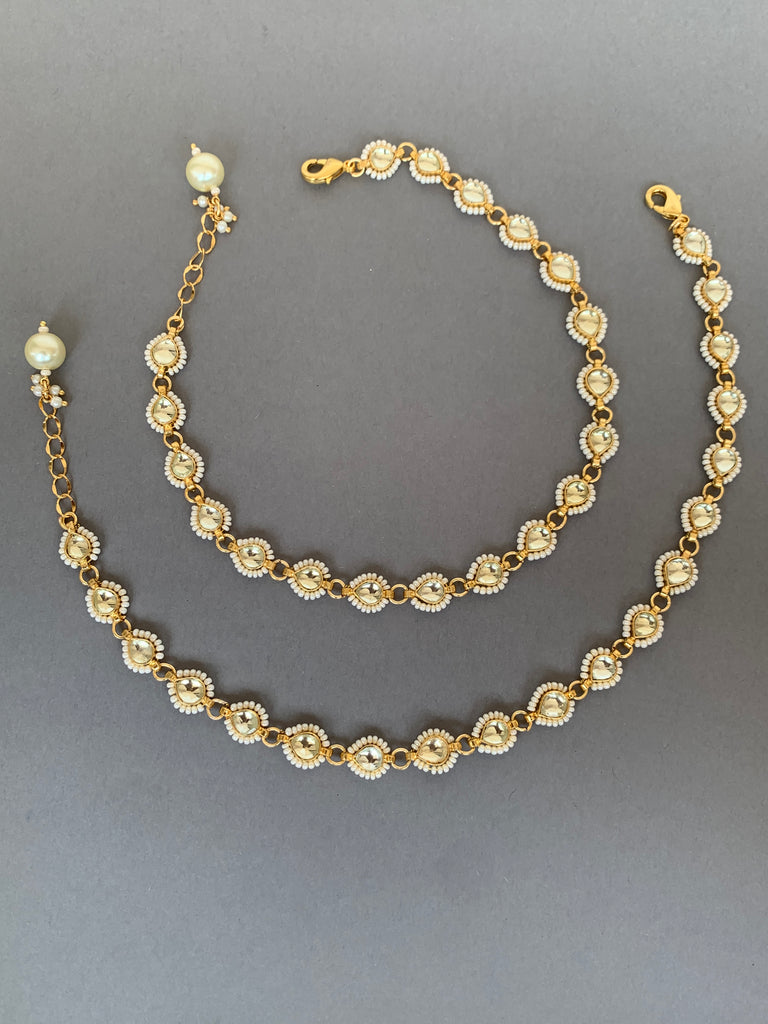 AC001 White Jadau Payal