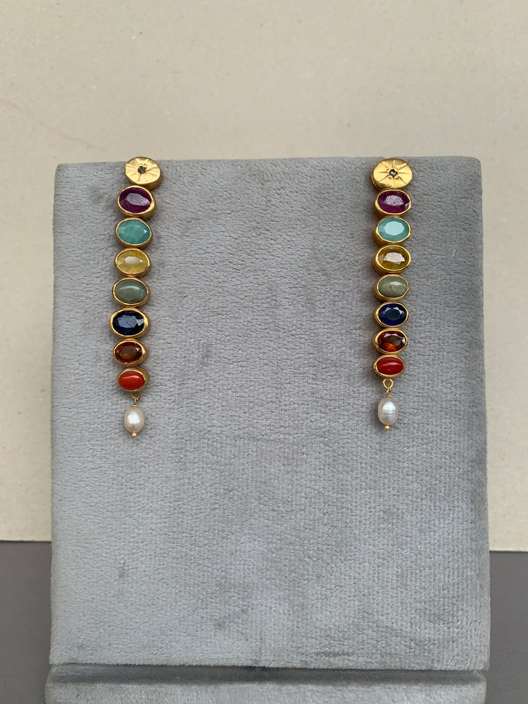 AE664 Rambaugh Navratna Earrings