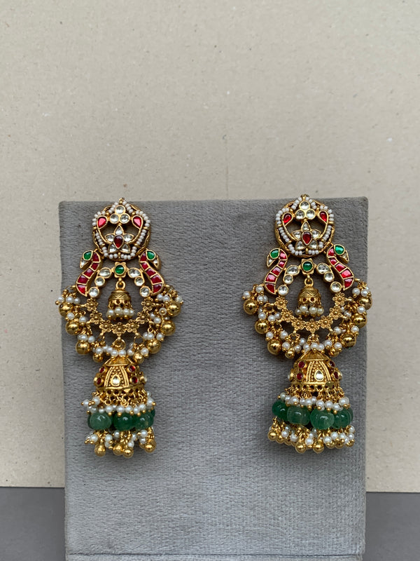 TN538 Multi Jadau Earrings