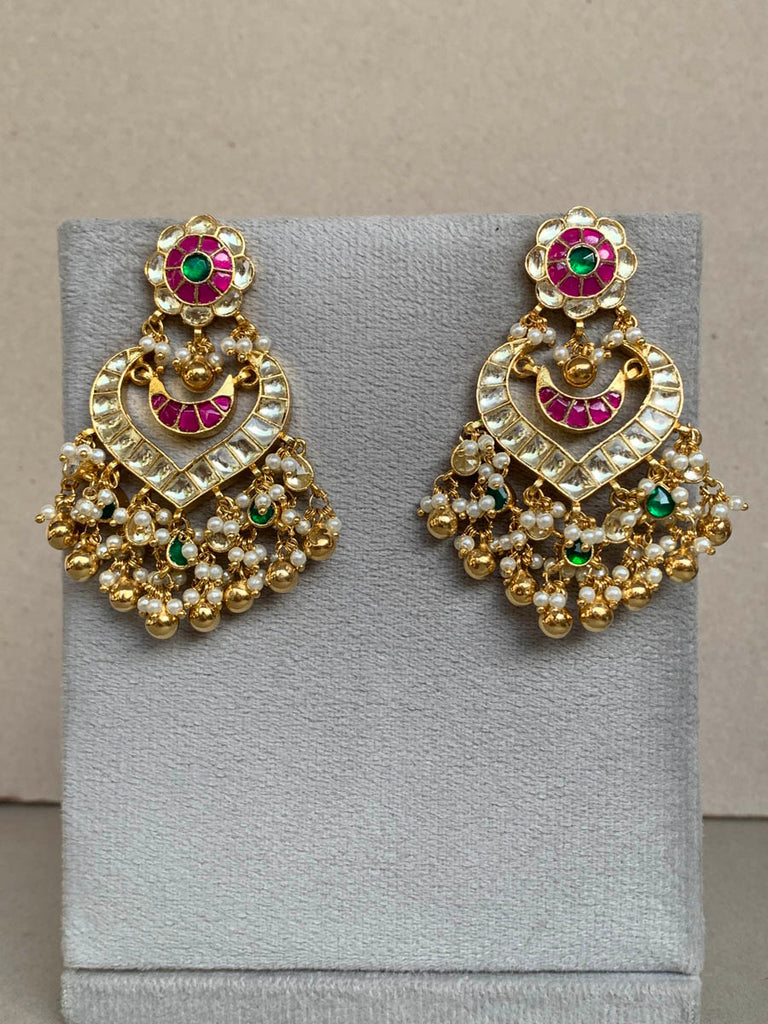 BI310  Multi Jadau Earrings