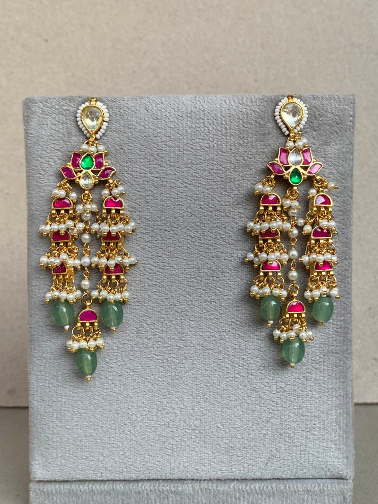 BI356 Multi Jadau Earrings