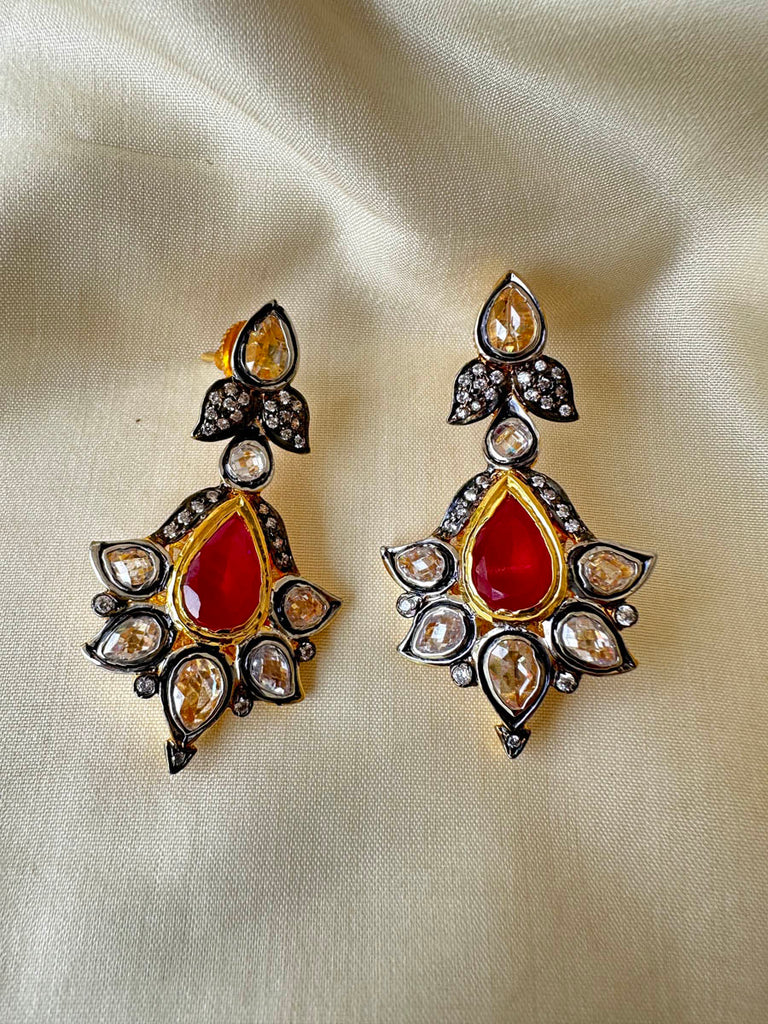 DE320 Ruby UNCUT Earrings