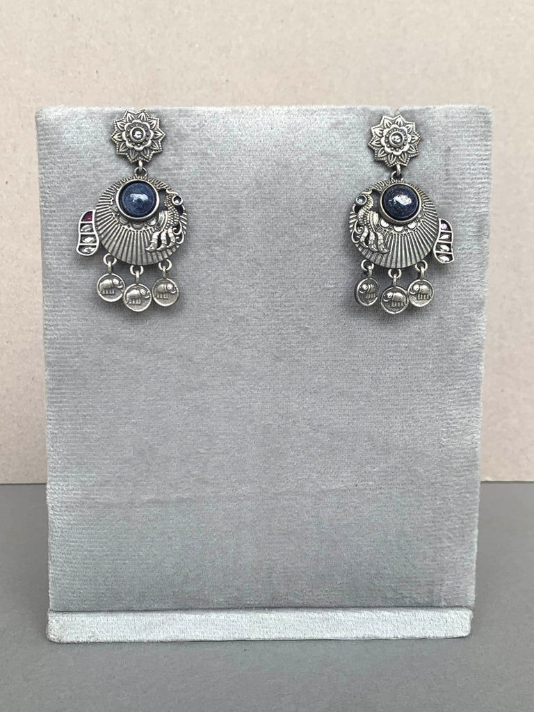 EE392 Blue Indo Western Earrings