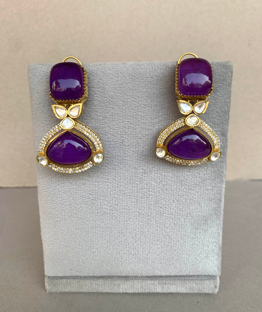 EE482 Amethyst Indo Western Earrings