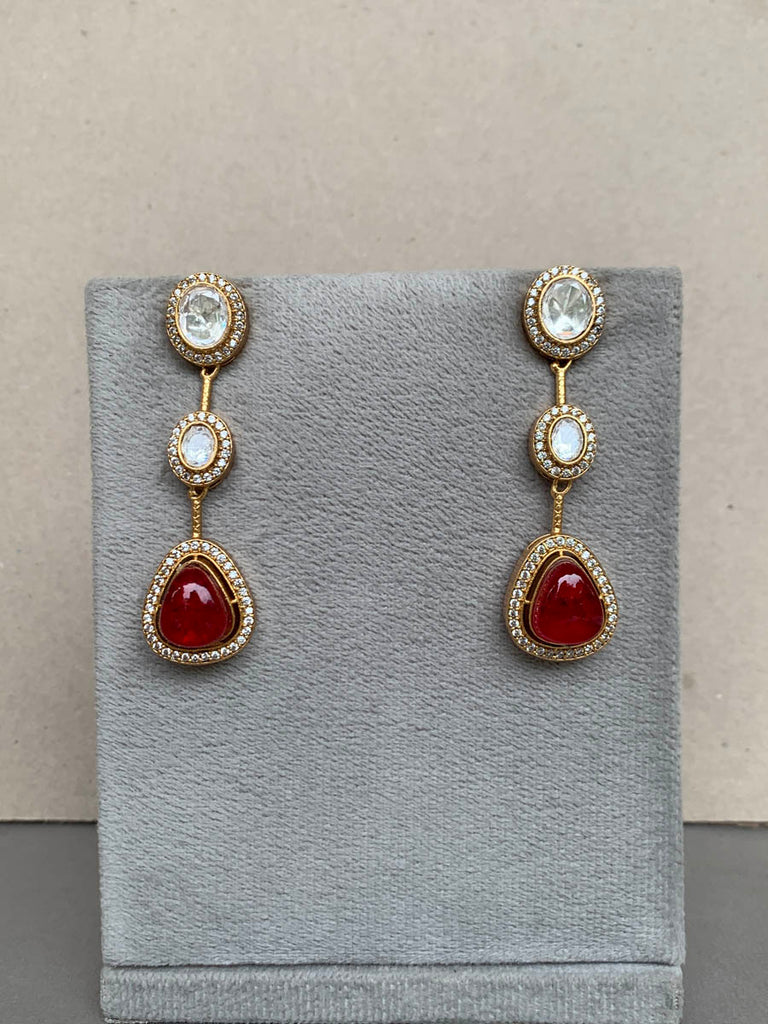 EE548 Red Indo Western Earrings