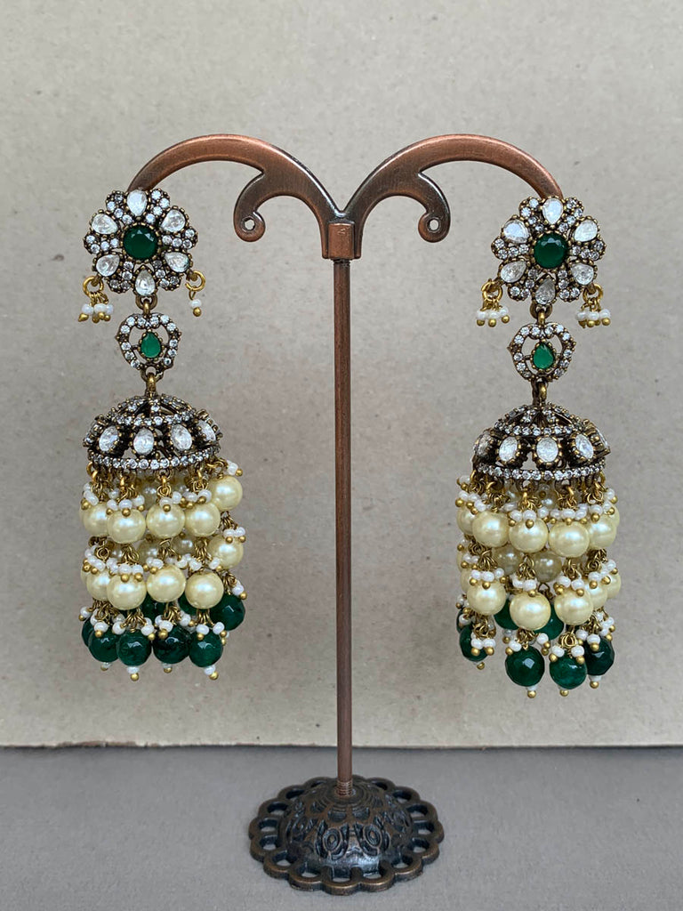 EE553 GREEN  Indo Western Earrings