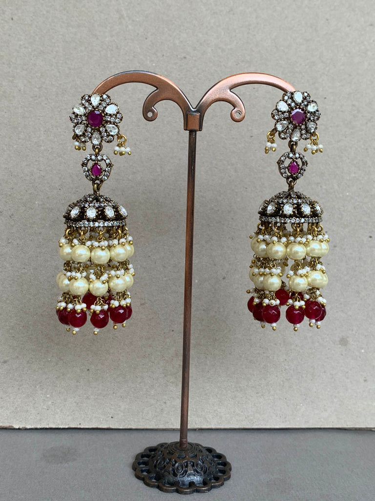 EE553 RED  Indo Western Earrings