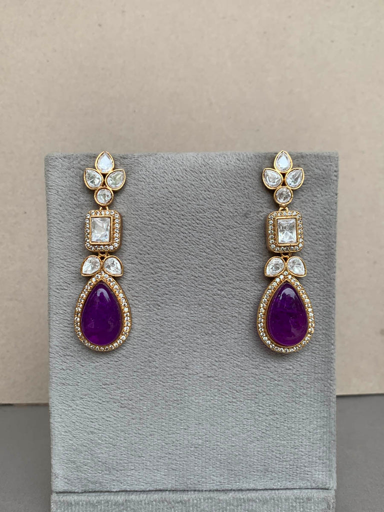 EE564 Purple Indo Western Earrings