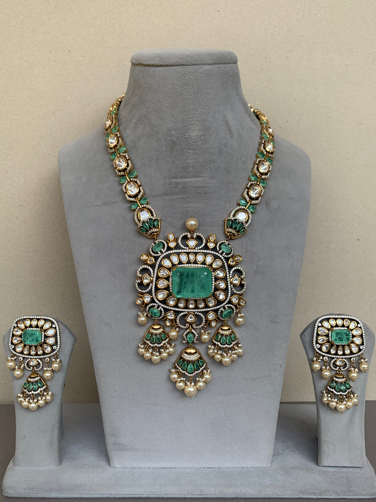 EN676PG Bridal Indo Western Uncut Set