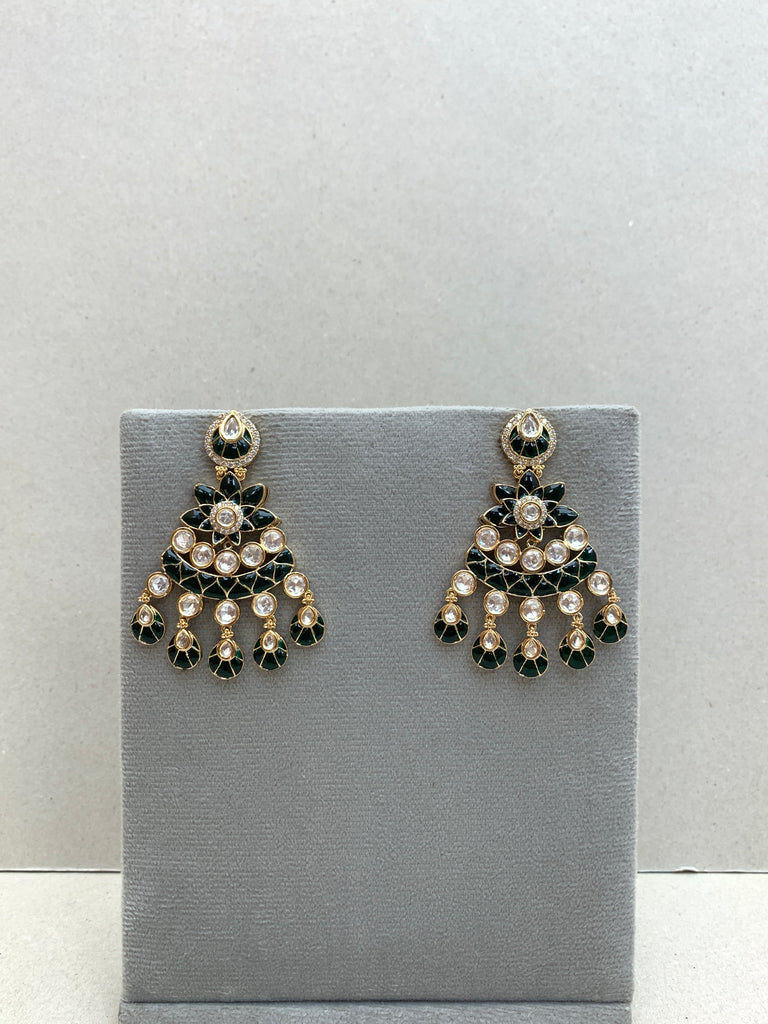 EE675 Green Indo Western Earrings