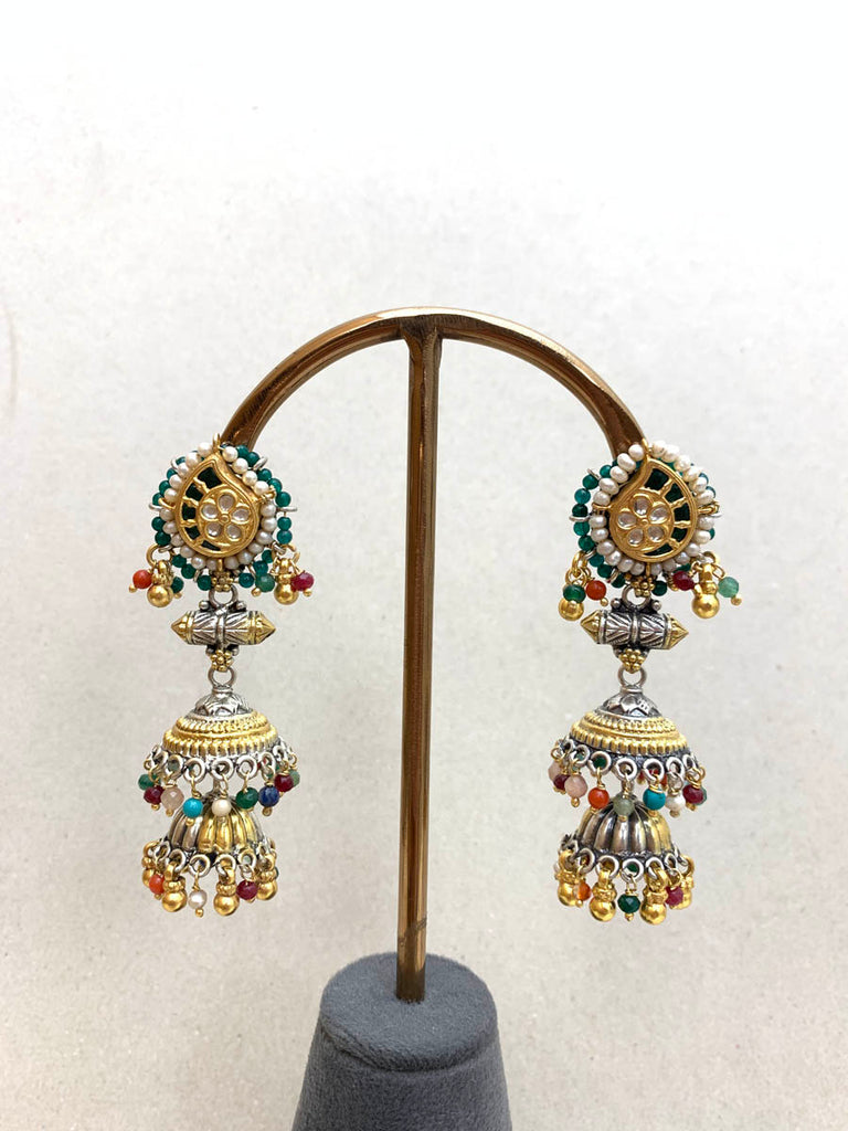 FE46  Maahru Silver Jhumka