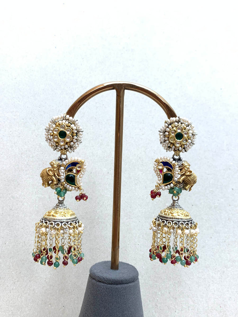 FE51  Maahru Silver Jhumka