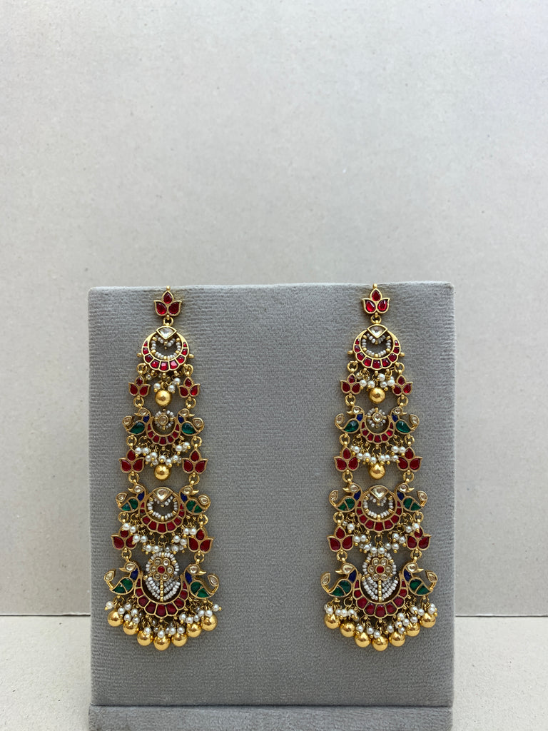 HG94M Long Jadau Earrings