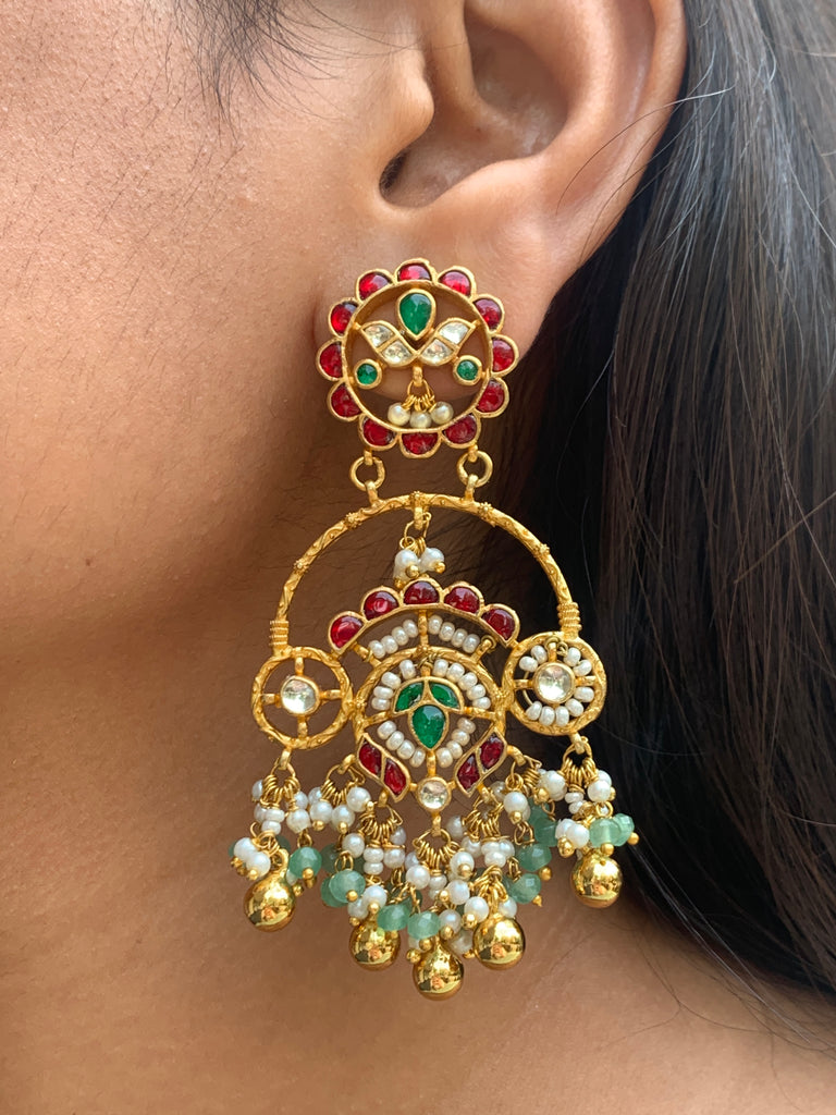 TN495 Multi Jadau Earrings