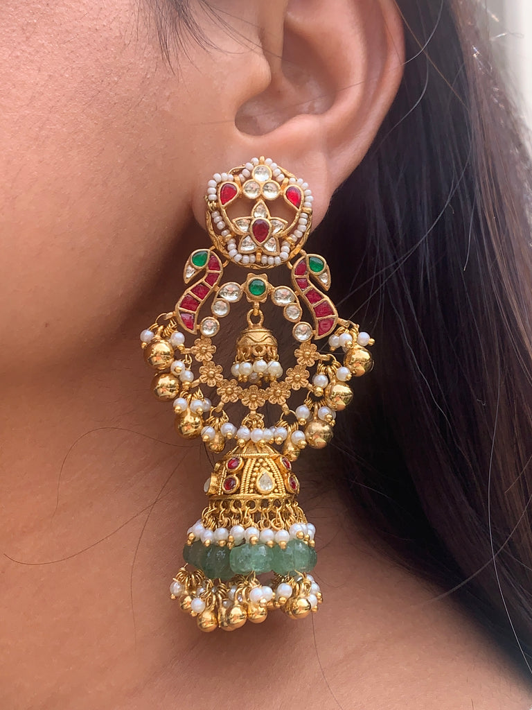 TN538 Multi Jadau Earrings