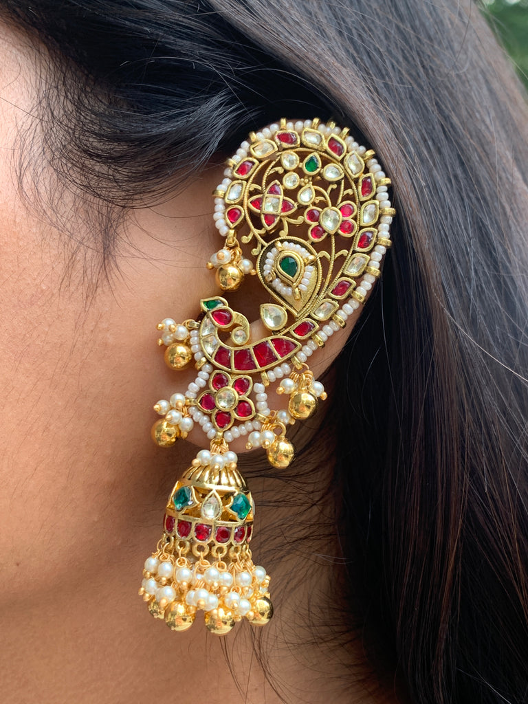 TN589 Jadau Jhumka Earrings