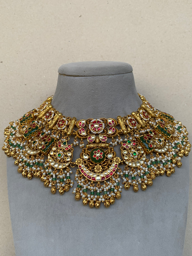 MM1563 Multi Antique Bridal Jadau Set