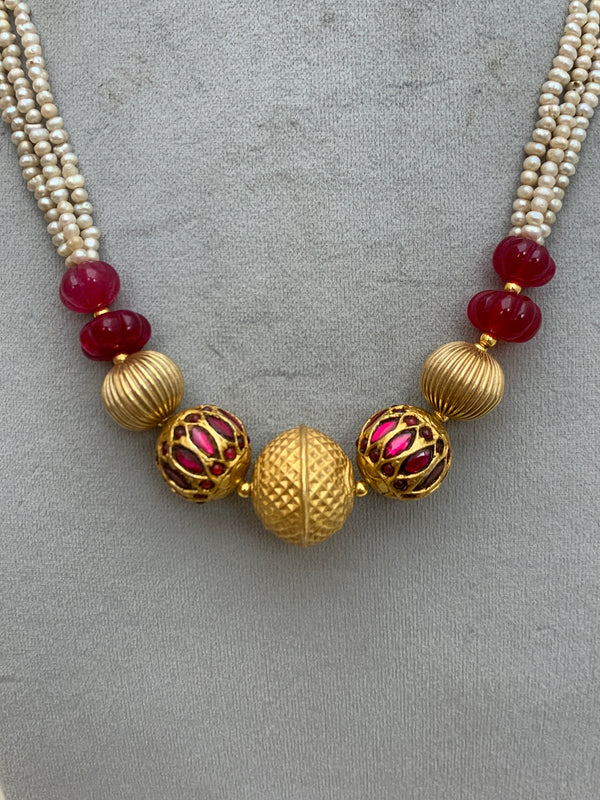 ML349  Keshi Pearl Mala (92.5 Silver)