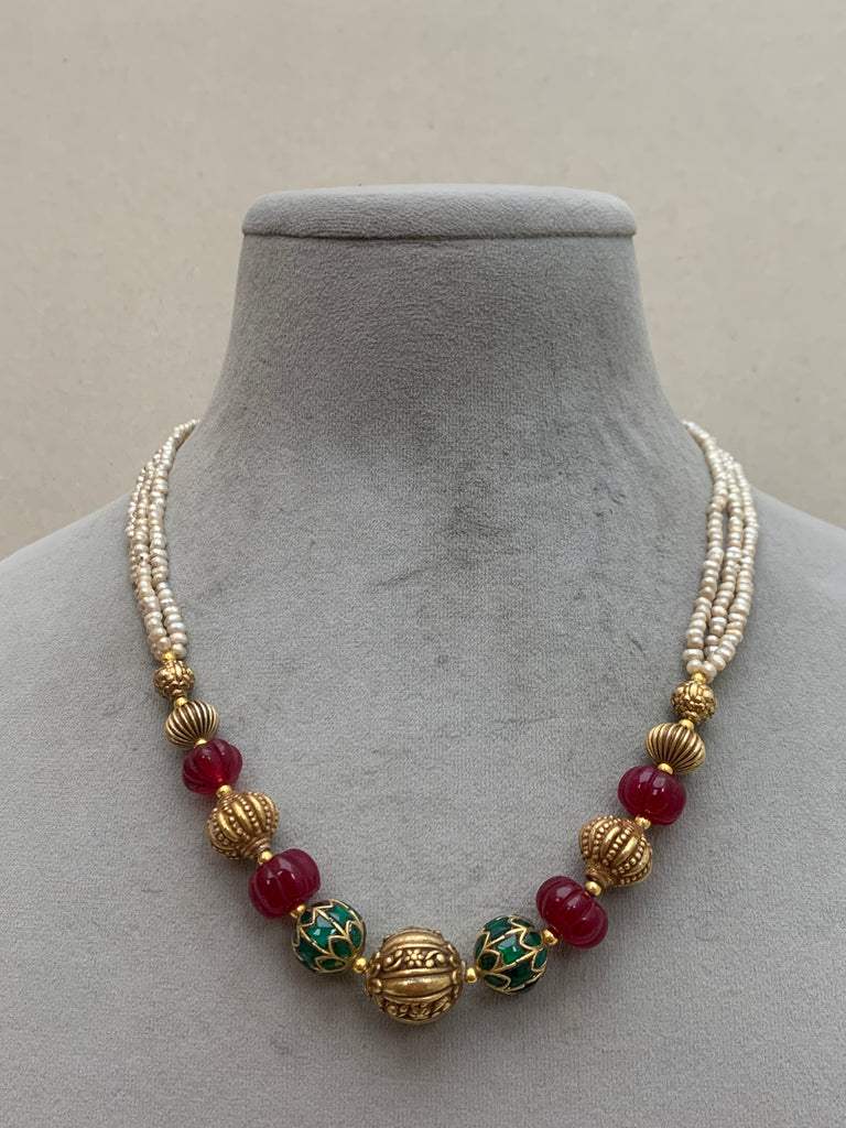 ML353 Keshi Pearl Mala (92.5 Silver)