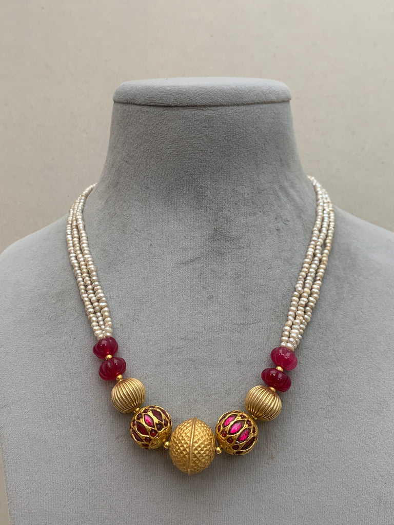 ML349  Keshi Pearl Mala (92.5 Silver)