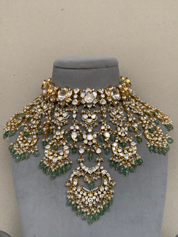 US35 Moissanite Set with Earrings & Mangtikka