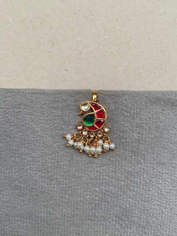 TN628M Red Bugadi Jadau Earrings