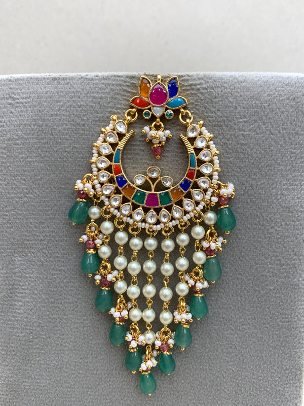 TN906N Navratna  Jadau Earrings