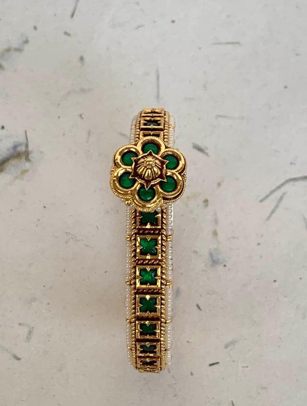 KB128 Green Kundan Kada (Single Pc)