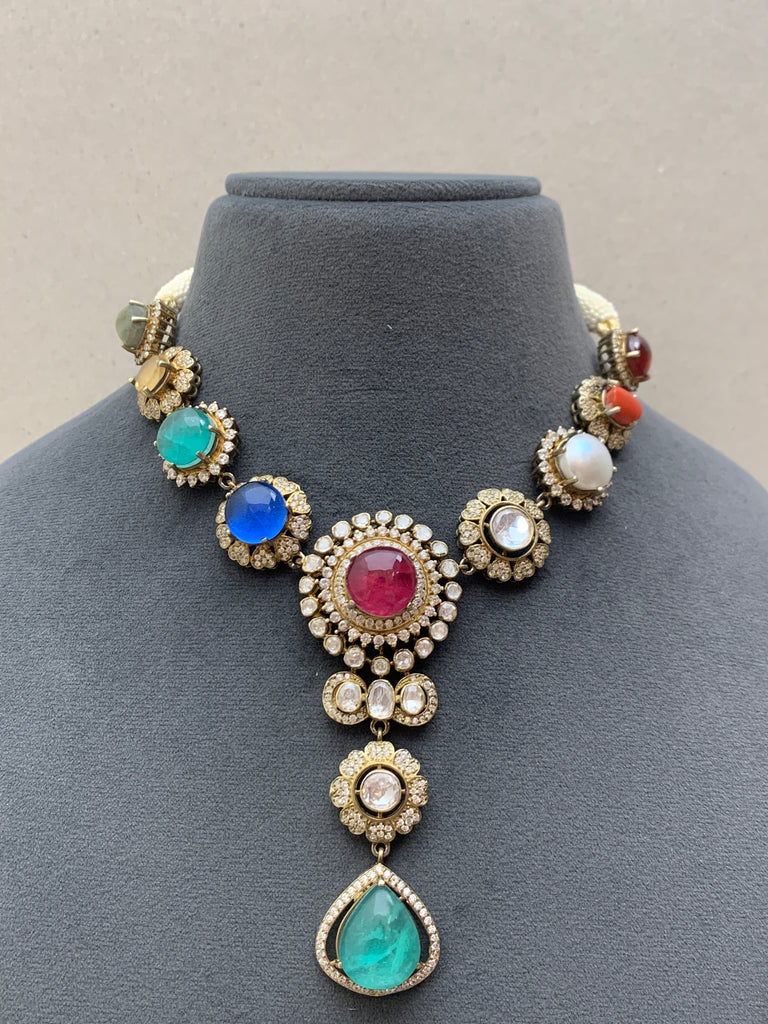 US276  Navratna  Moissanite Set