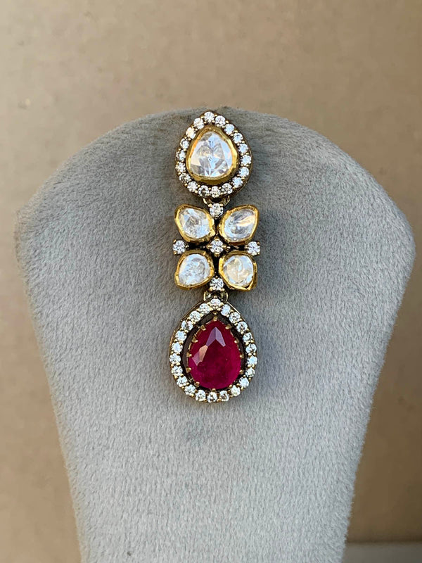Z1792 Ruby Moissanite Set with Earrings