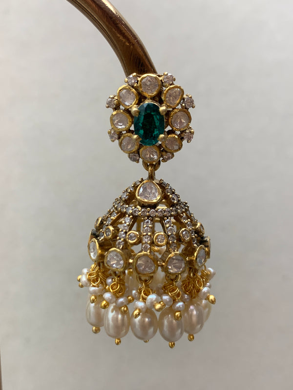 UE335  Moissanite Jhumkhas