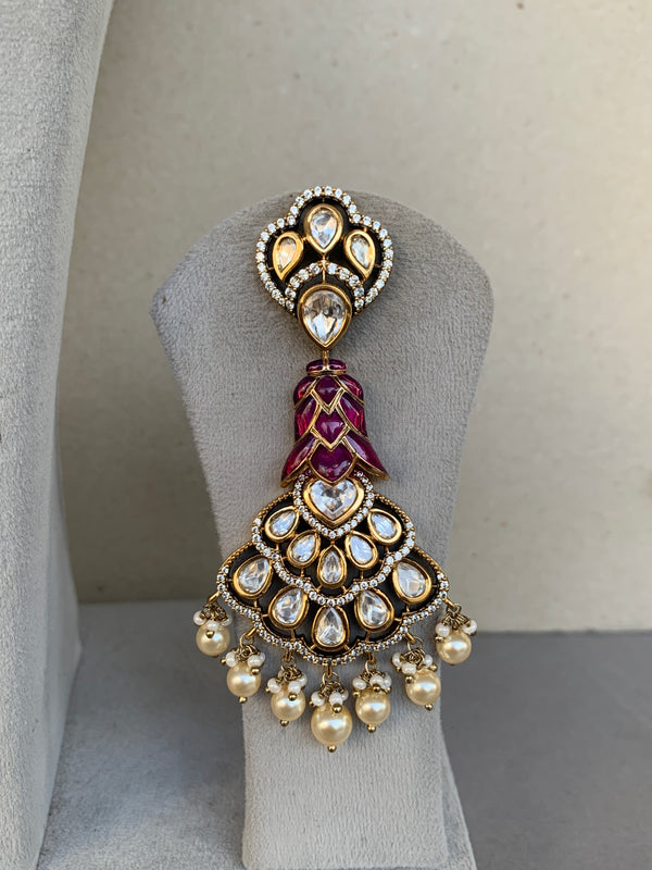 EN1087 Bridal Indo Western Uncut Set with Mangtika