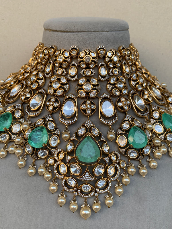 EN1089 Bridal Indo Western Uncut Set with Mangtika