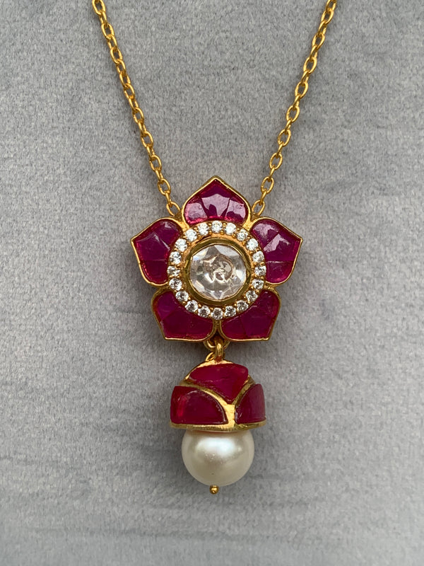 Z1141 Ruby Moissanite Set with Earrings