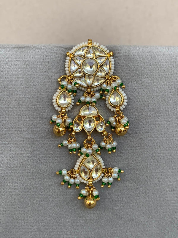 NT974 White Jadau Earrings