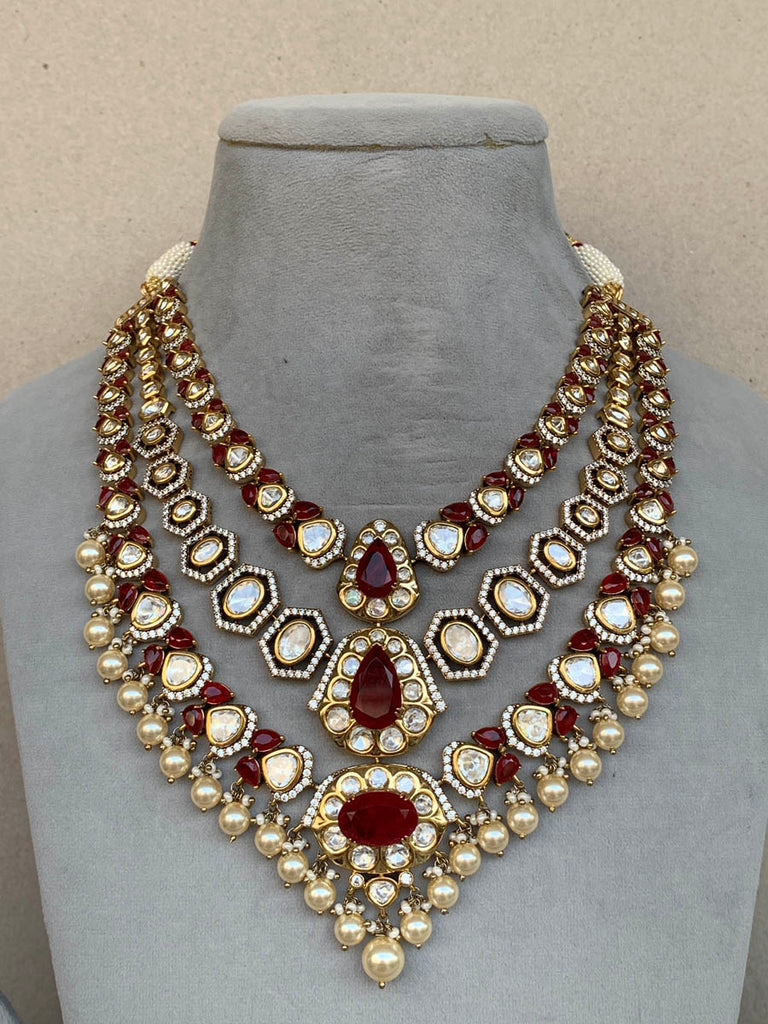 EN677 Red Indo Western Uncut Set
