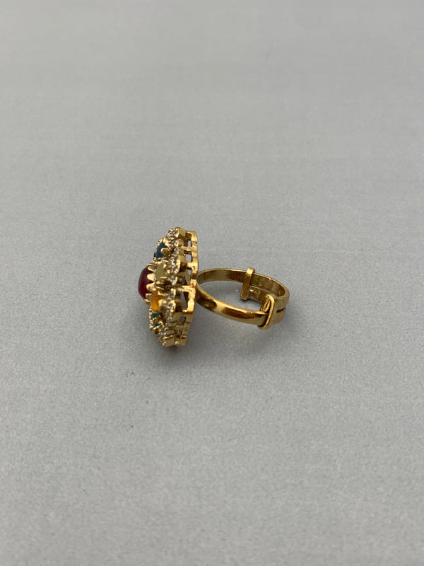 UA263 Navratna  Moissanite Silver Ring