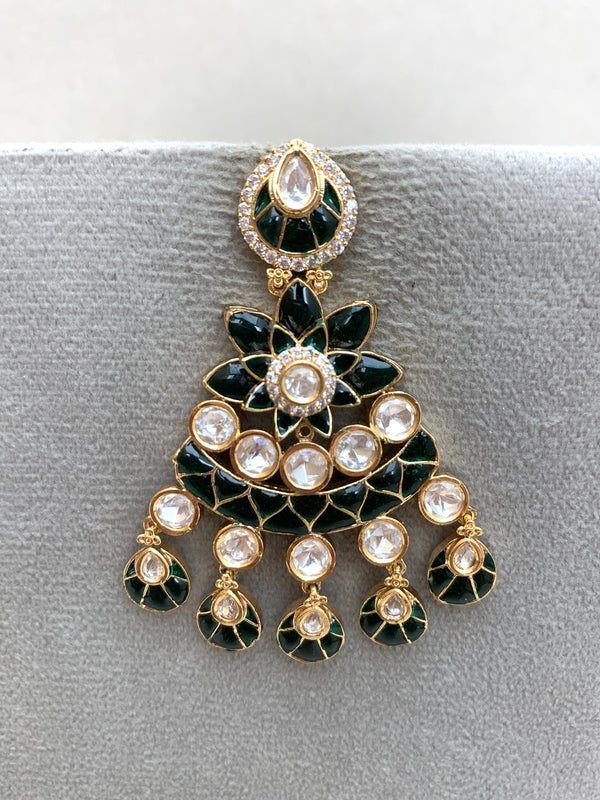 EE675 Green Indo Western Earrings