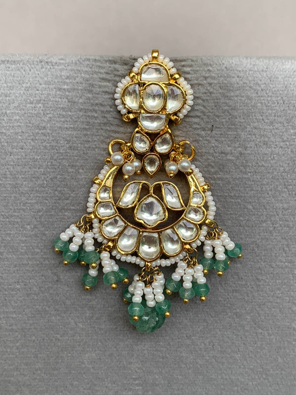 TN032  White Jadau Earrings