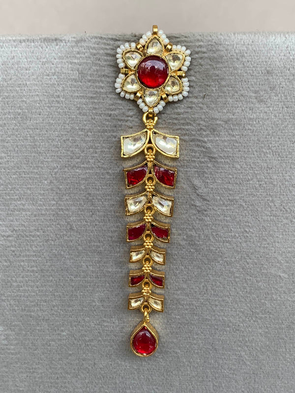 NT695 Red Jadau Earrings