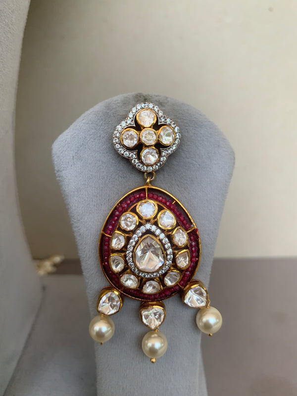Z1858 Ruby Moissanite Set with Earrings
