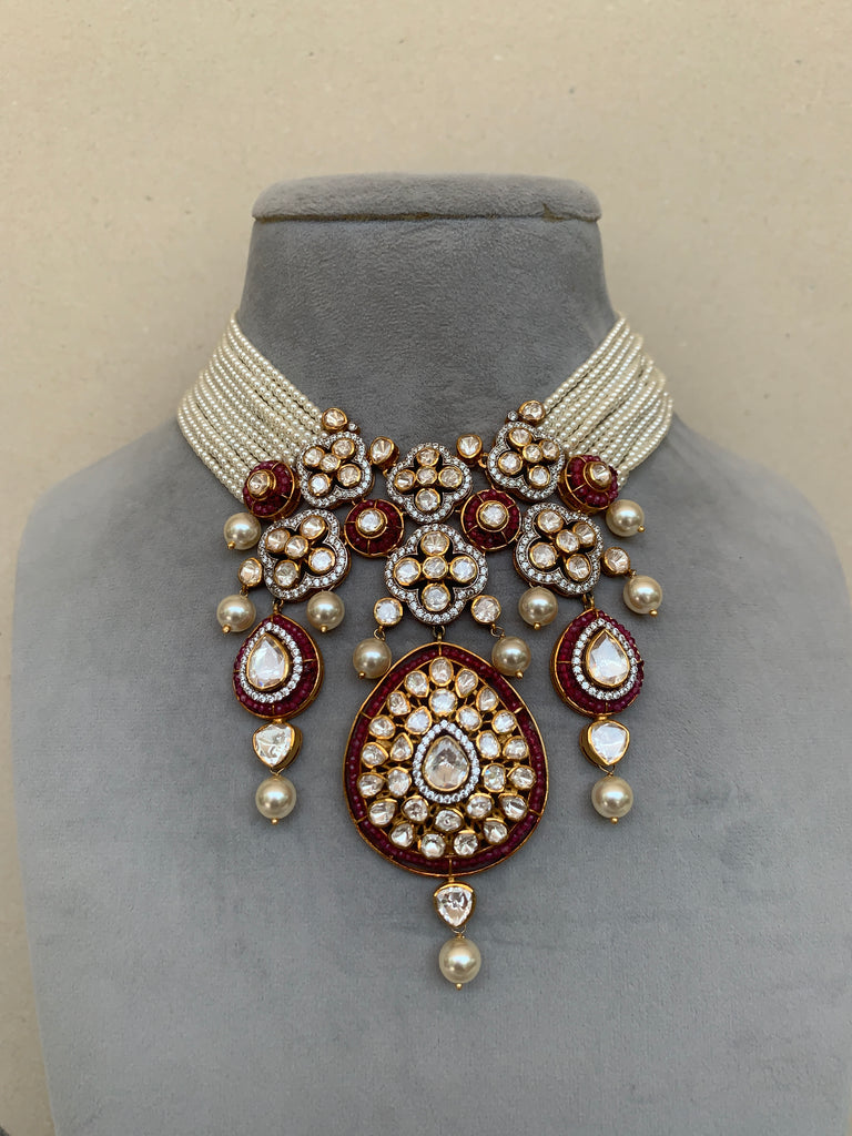 Z1858 Ruby Moissanite Set with Earrings