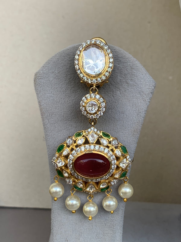 US446 Navratna Moissanite Set with Earrings