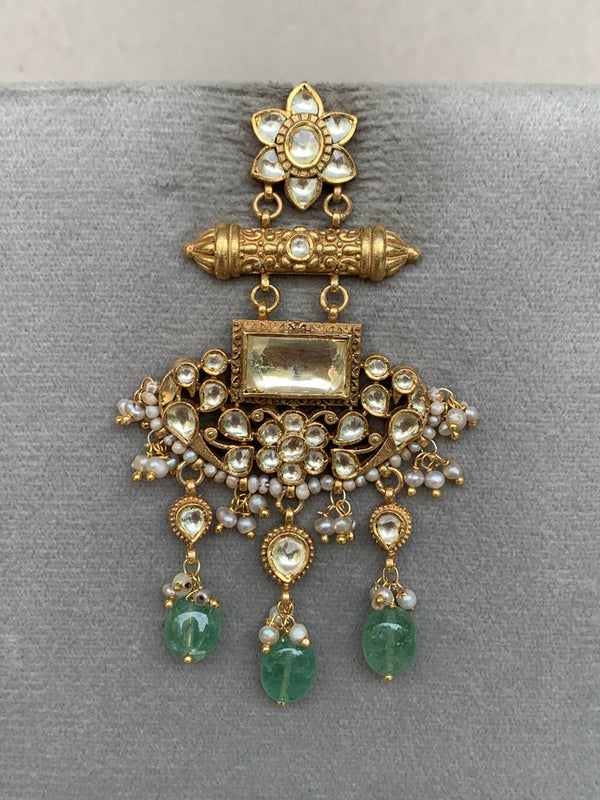 AA512  Green Rambagh Antique Earrings