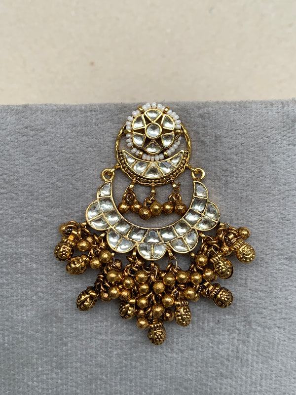 TN489W White Jadau Earrings