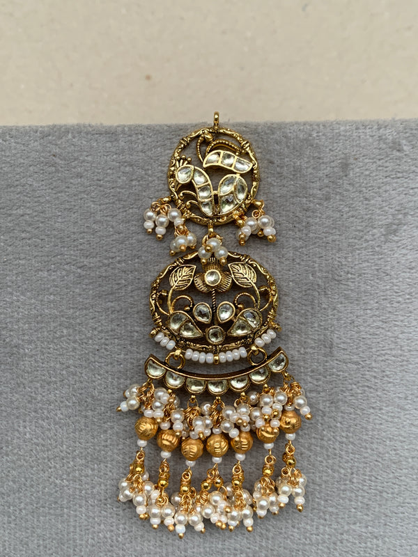 TN487W White Jadau Earrings