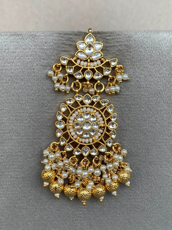 TN193 White Jadau Earrings