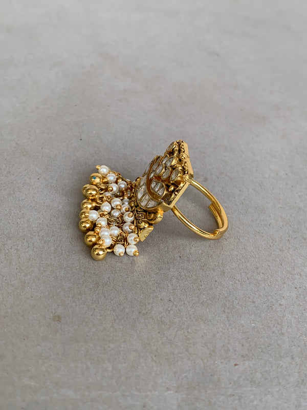 JV472W Antique Jadau Ring