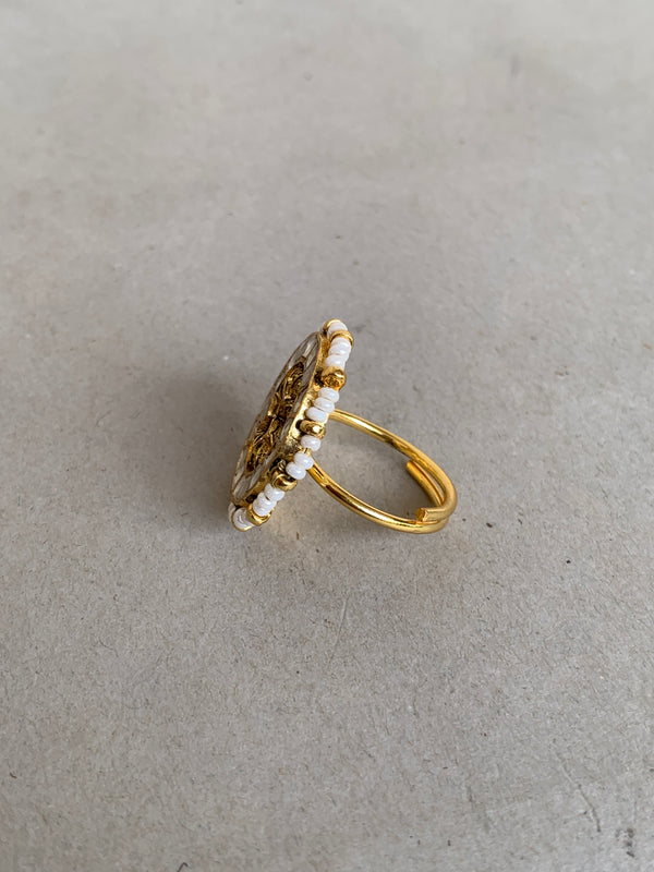 JV279W Antique Jadau Ring