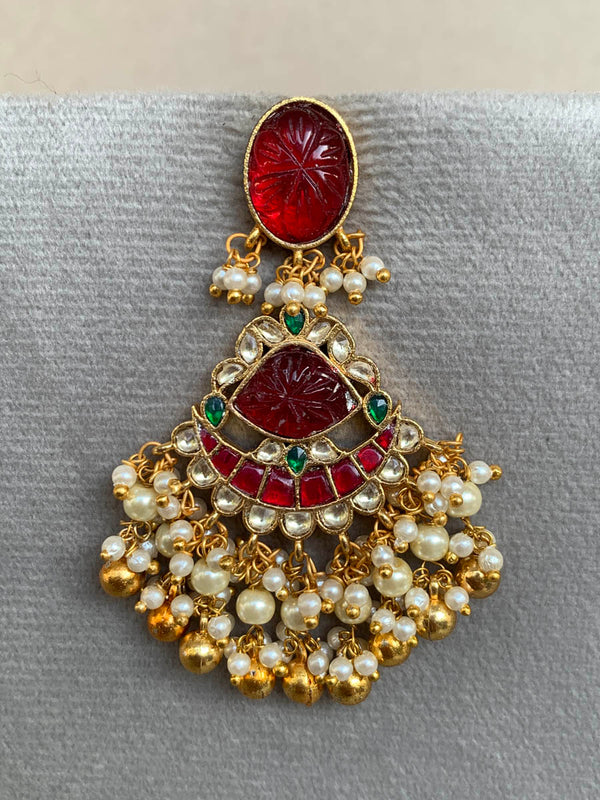 RH487 RED   Jadau Earrings